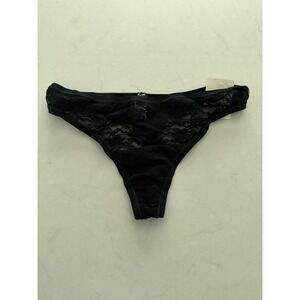 Rene Rofe Lingerie Black Lace Thong Panty Womens Size 7 Large NWT